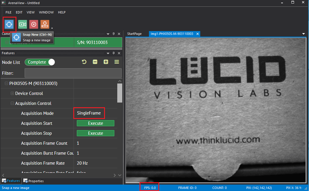 ArenaView Snapshot Mode